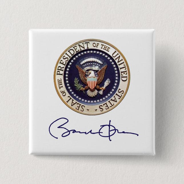 Bóton Quadrado 5.08cm Assinatura do presidente Barack Obama (Frente)
