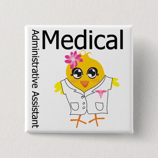 Bóton Quadrado 5.08cm Assistente administrativo médico (Frente)