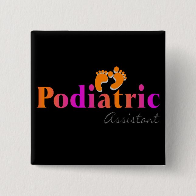 Bóton Quadrado 5.08cm Assistente de Podiatric com 2 pés de design (Frente)