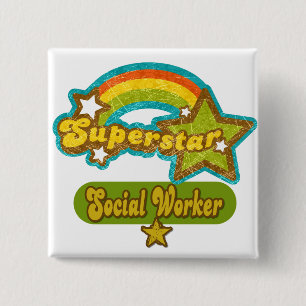 Bóton Quadrado 5.08cm Assistente social da estrela mundial