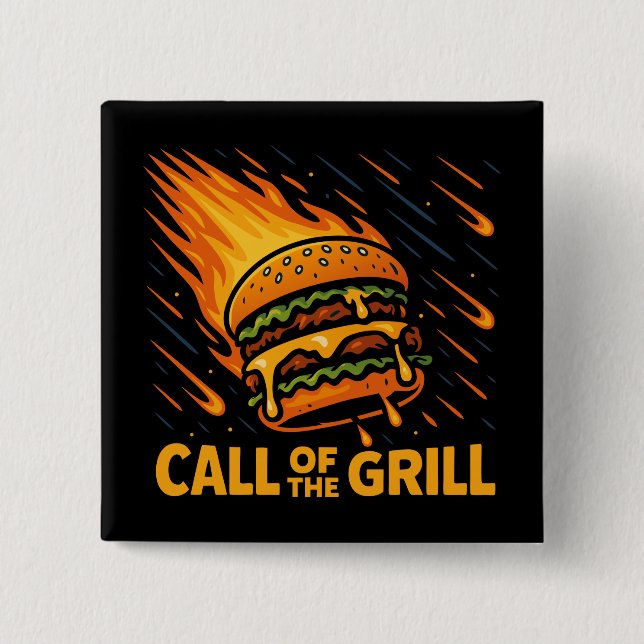 Bóton Quadrado 5.08cm Asteroide Burger Call Of The Grill (Frente)
