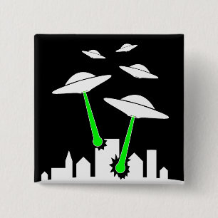 Bóton Quadrado 5.08cm Ataque estrangeiro do UFO