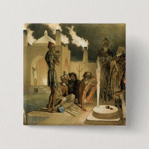 Bóton Quadrado 5.08cm Ateseh-Gah, indianos devotados ao culto do fogo, B