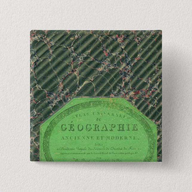 Bóton Quadrado 5.08cm Atlas da Geografia Universal (Frente)