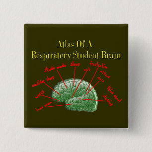 Bóton Quadrado 5.08cm Atlas de presentes respiratórios do cérebro do