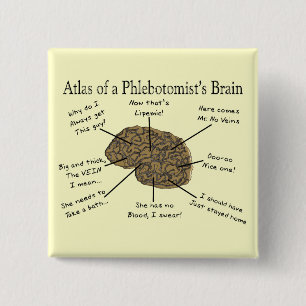 Bóton Quadrado 5.08cm Atlas do cérebro de um Phlebotomist