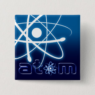 Bóton Quadrado 5.08cm Átomo azul - botão