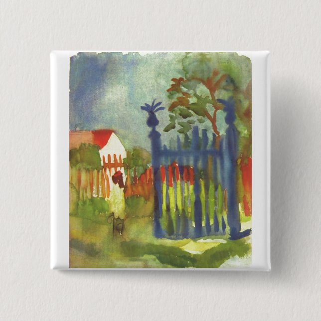 Bóton Quadrado 5.08cm August Macke - porta de jardim Gartentor 1914 (Frente)