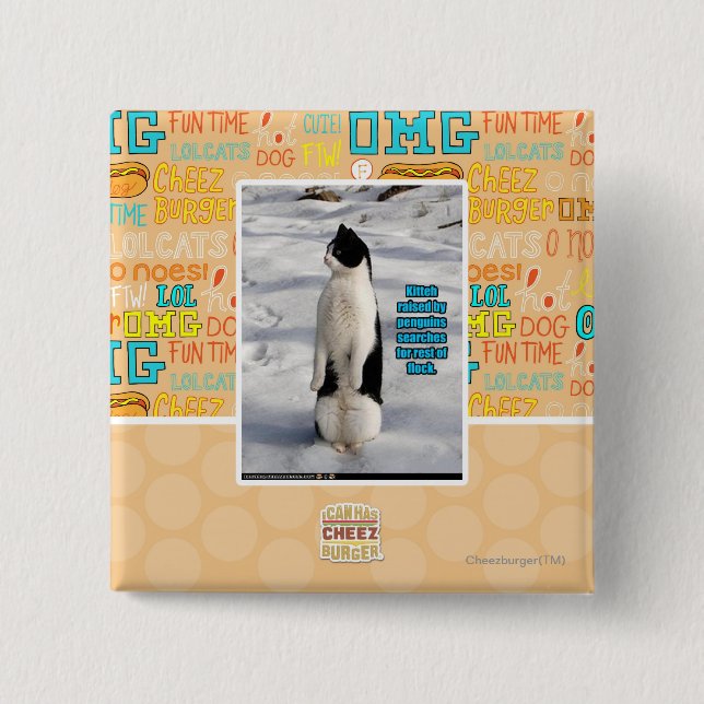 Bóton Quadrado 5.08cm Aumentado por pinguins (Frente)