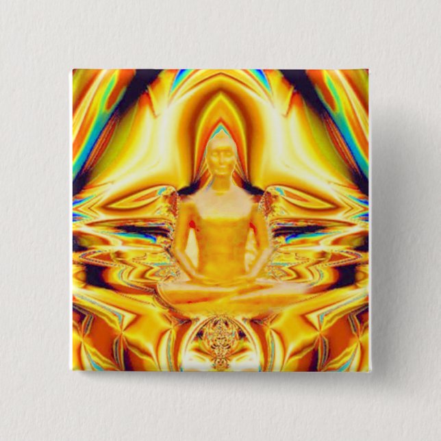 Bóton Quadrado 5.08cm Aura, força e Meditação_ (Frente)