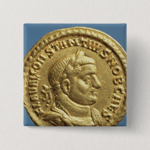 Bóton Quadrado 5.08cm Áureo de Constantius mim Caesar Augustus
