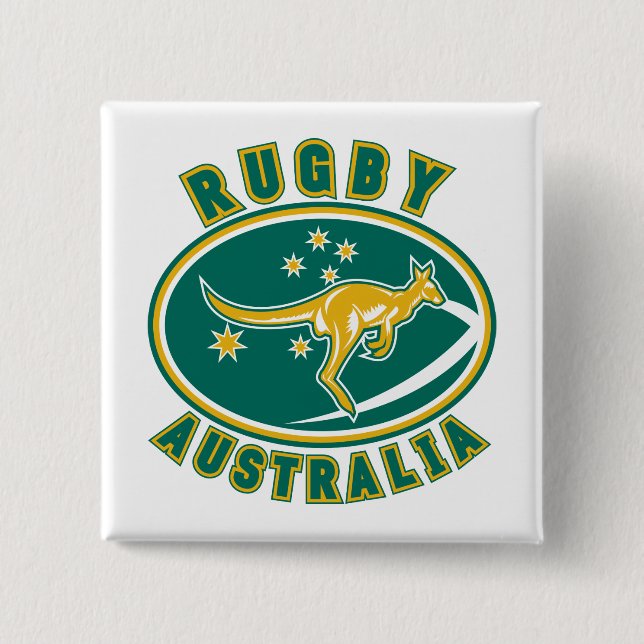 Bóton Quadrado 5.08cm aussie do wallaby do canguru de Austrália do rugby (Frente)
