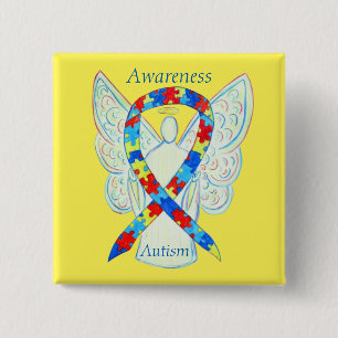 Bóton Quadrado 5.08cm Autismo Anjo - Alavanca de Fita