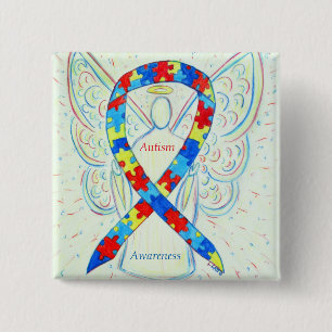 Bóton Quadrado 5.08cm Autismo Anjo - Alavanca de Fita
