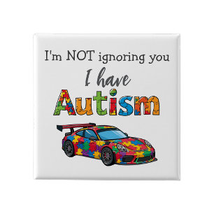 Bóton Quadrado 5.08cm Autismo Conscientização Pin  Badge Não estou ignor