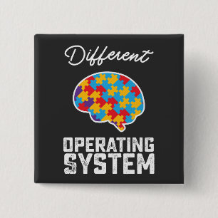 Bóton Quadrado 5.08cm Autismo Sistema Operacional Diferente Neurodiversi