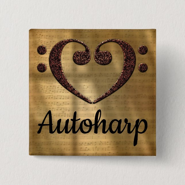 Bóton Quadrado 5.08cm Autoharp do Coração de Limpa Dupla (Frente)