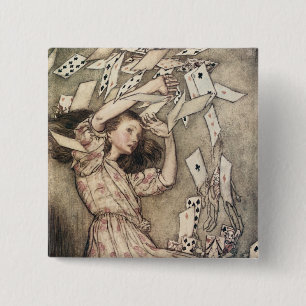 Bóton Quadrado 5.08cm Aventuras de Alice no País das Maravilhas Vintage