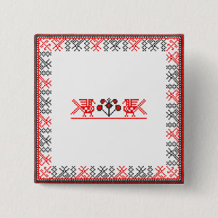 Bóton Quadrado 5.08cm Aves com pontos cruzados