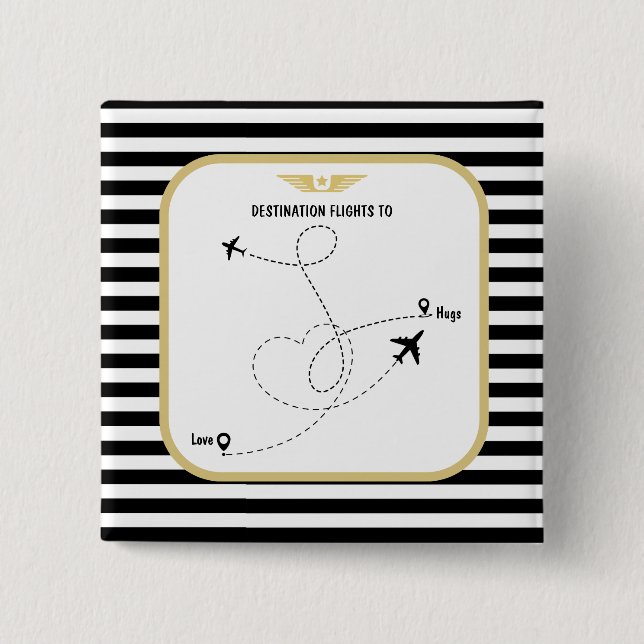 Bóton Quadrado 5.08cm Aviação de destino-piloto (Frente)