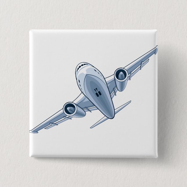 Bóton Quadrado 5.08cm Avião (Frente)