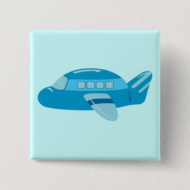 Bóton Quadrado 5.08cm Avião azul (Frente)