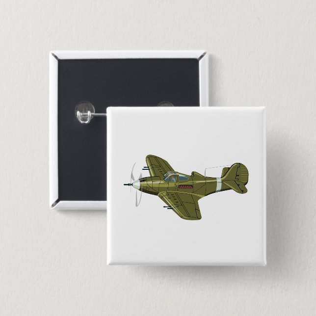 Bóton Quadrado 5.08cm Avião-caça-retrô-animação (Frente & Verso)