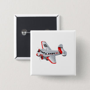 Bóton Quadrado 5.08cm Avião retrógrado de desenho animado