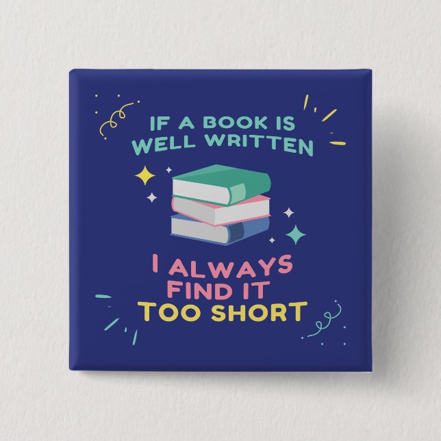 Bóton Quadrado 5.08cm Avid Reader I - Citação de Jane Austen (Frente)