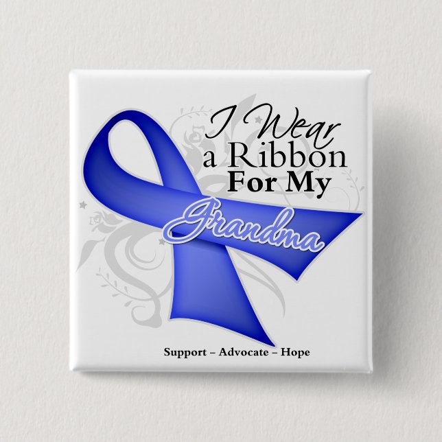 Bóton Quadrado 5.08cm Avó Periwinkle Ribbon - Cancer de estômago (Frente)