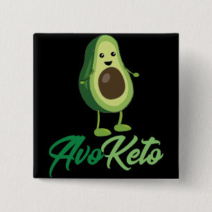 Bóton Quadrado 5.08cm Avoketo - Funny Keto Avocado