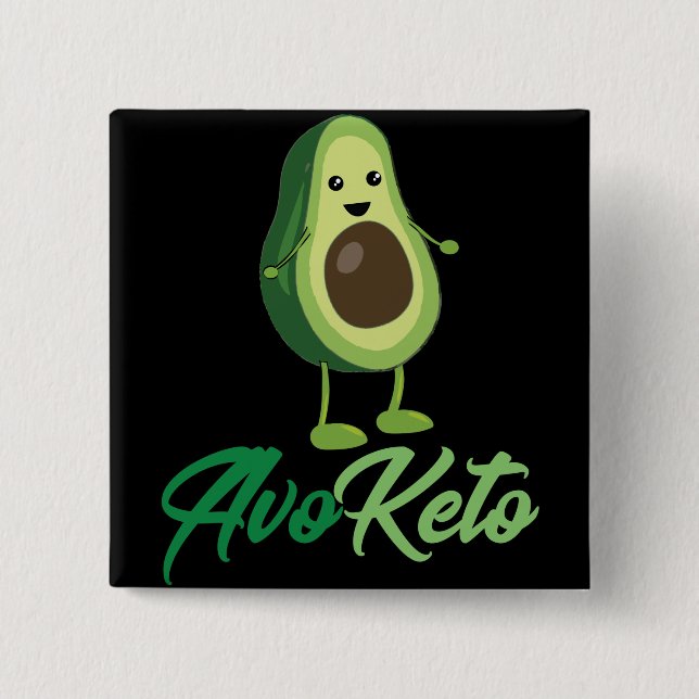 Bóton Quadrado 5.08cm Avoketo - Funny Keto Avocado (Frente)