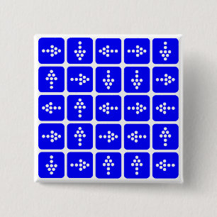 Bóton Quadrado 5.08cm Azul ao quadrado com seta LED