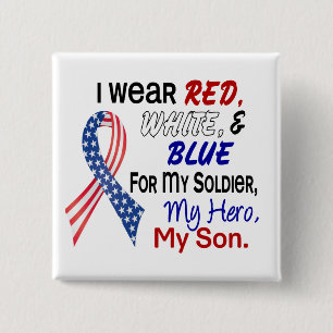 Bóton Quadrado 5.08cm Azul branco vermelho para meu filho