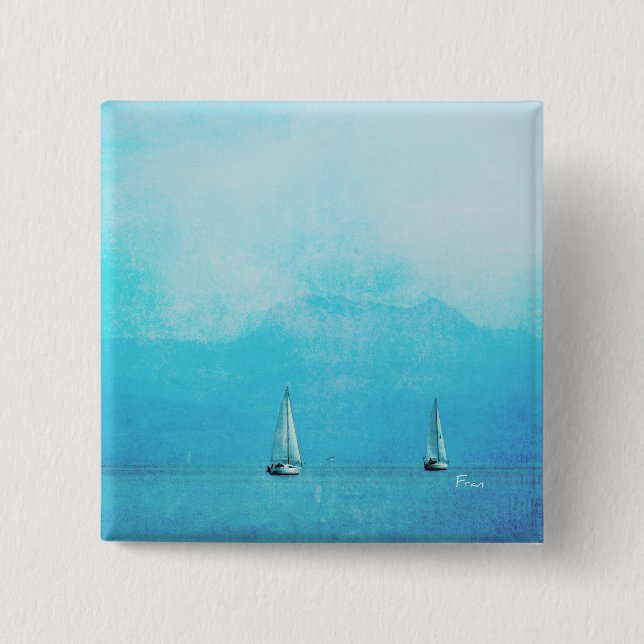 Bóton Quadrado 5.08cm azul de navegação (Frente)