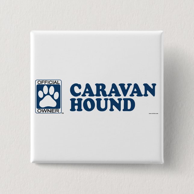 Bóton Quadrado 5.08cm Azul do cão da caravana (Frente)