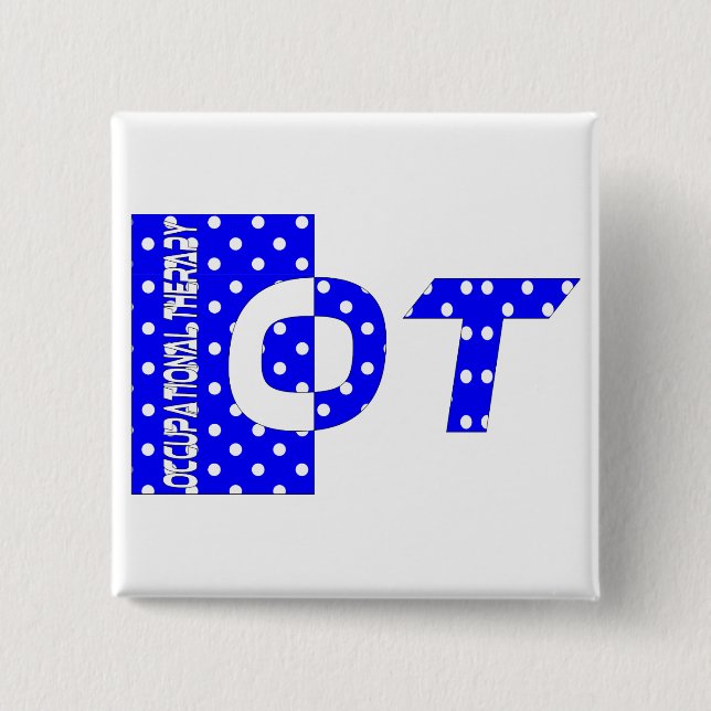 Bóton Quadrado 5.08cm Azul e branco de OT (Frente)