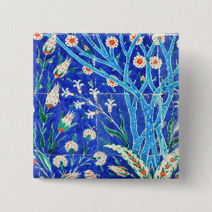Bóton Quadrado 5.08cm Azulejos florais turcos