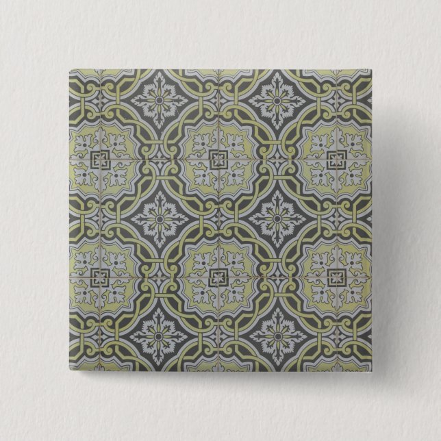 Bóton Quadrado 5.08cm Azulejos Vintage (Frente)