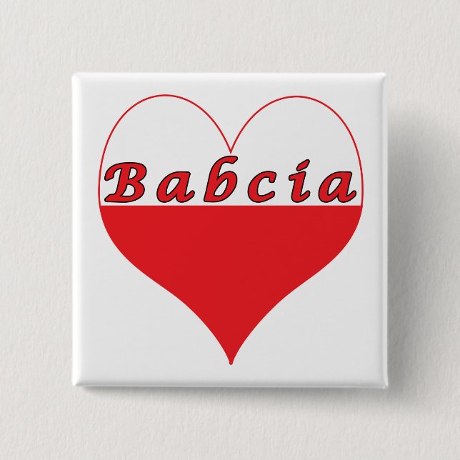 Bóton Quadrado 5.08cm Babcia Polonês Heart (Frente)