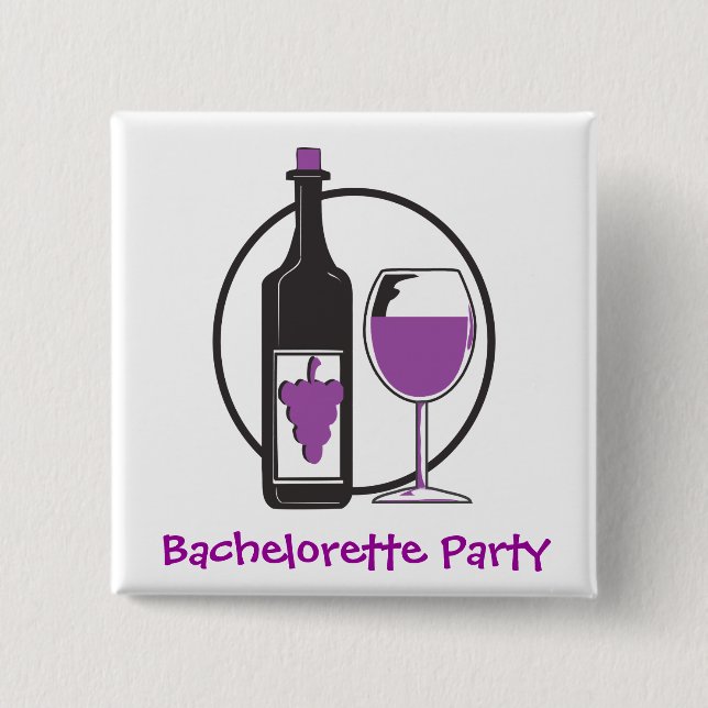 Bóton Quadrado 5.08cm Bachelorette Red wine Party (Frente)