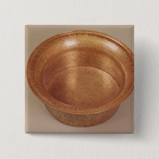 Bóton Quadrado 5.08cm Bacia decorada com padrões geométricos (Frente)