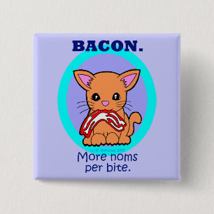 Bóton Quadrado 5.08cm Bacon: Mais noms por o gato da mordida