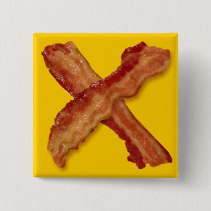 Bóton Quadrado 5.08cm Bacon X O X AMOR