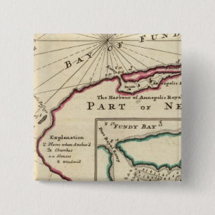 Bóton Quadrado 5.08cm Baía de Fundy e porto de Annapolis Royal