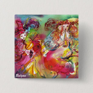 Bóton Quadrado 5.08cm BALÉ CARNIVAL / Mascarada veneziana,dança,música