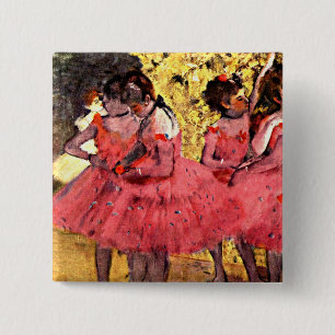Bóton Quadrado 5.08cm BALÉ — Degas: Os Dançarinos Rosa