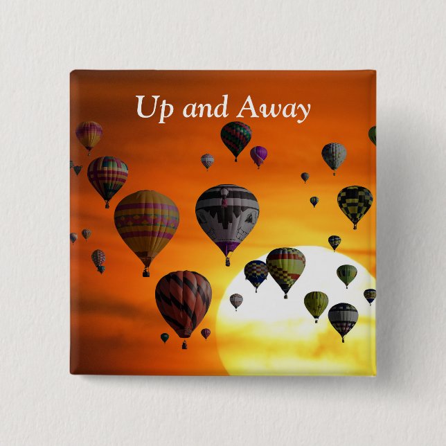 Bóton Quadrado 5.08cm Balões de ar quente em voo (Frente)