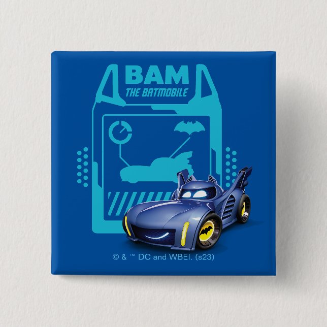 Bóton Quadrado 5.08cm Bam - O Batmobile (Frente)