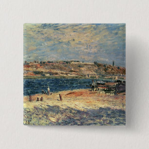 Bóton Quadrado 5.08cm Bancos de rio de Alfred Sisley no Santo-Mammes